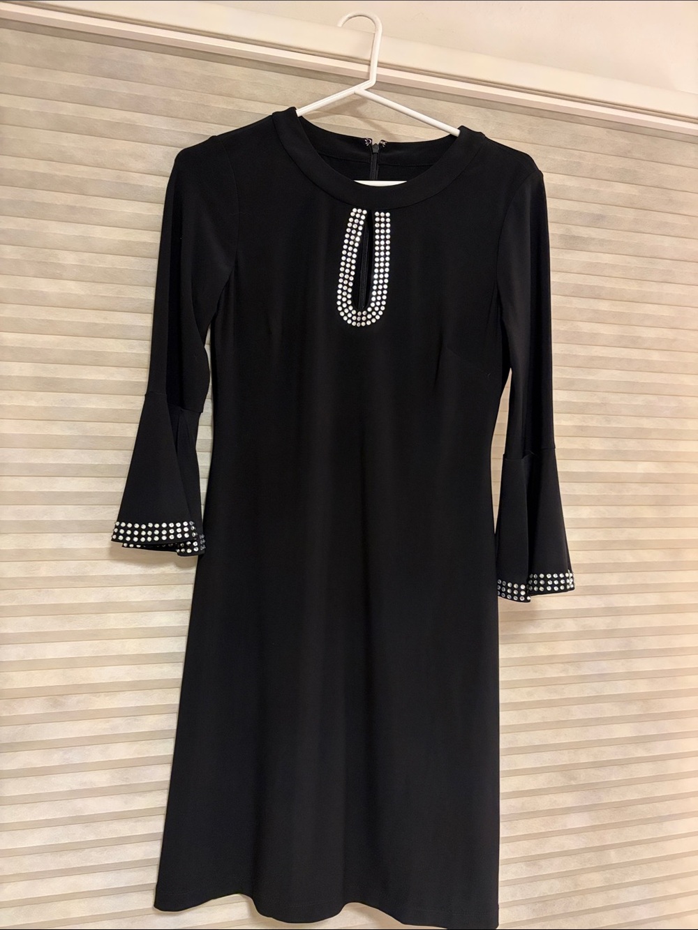 Tommy Hilfiger Black Midi Dress with Rhinestone Trim